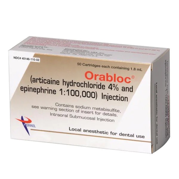 Pierrel Pharma SRL 2101051 Orabloc Articaine 4% With Epinephrine 1:100,000 50/Bx Pierrel Pharma SRL 2101051 Orabloc Articaine 4% With Epinephrine 1:100,000 50/Bx